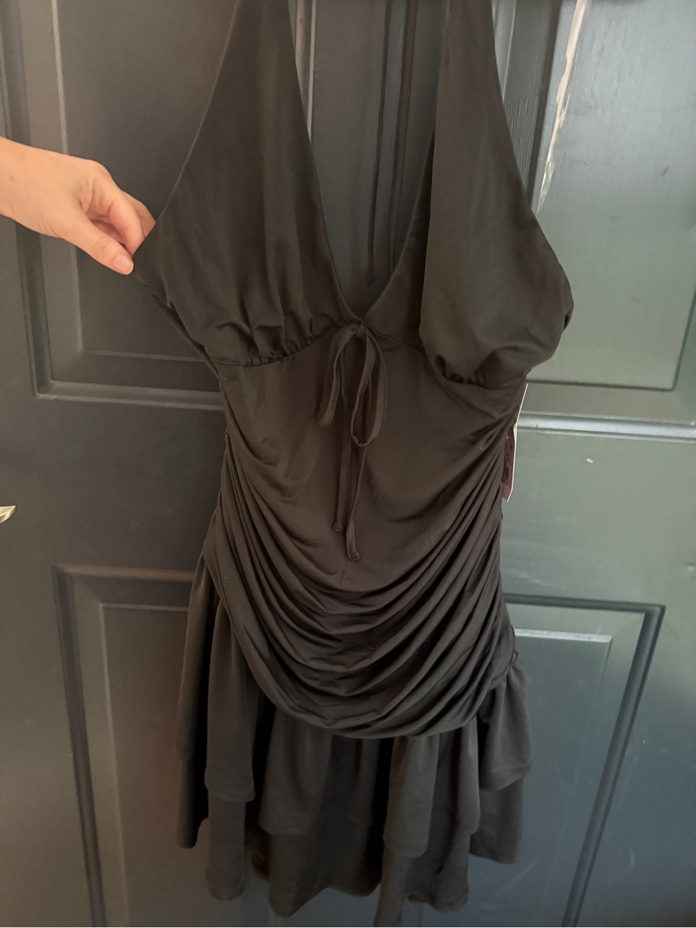 Target Black Ruched V-Neck Mini Dress